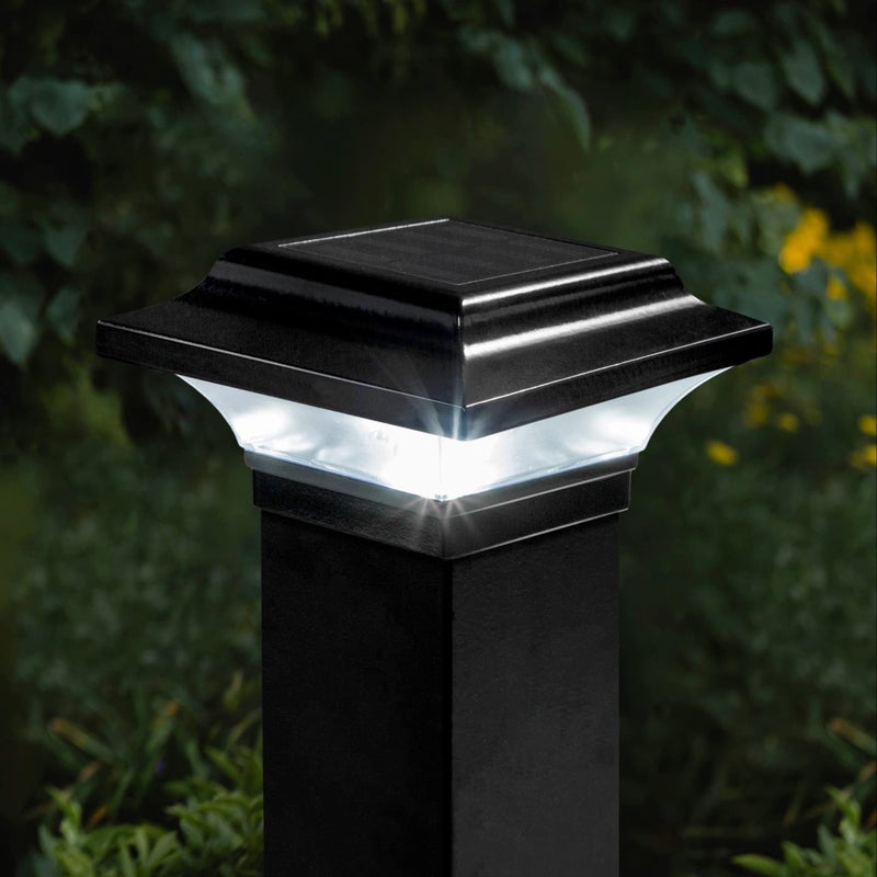 Classy Caps Imperial Solar Post Cap - Black SLO82B â€“ Fits 2"x2", 2.25"x2.25", and 2.5"x2.5" Post Sizes, High-Performance Solar LED, Durable Cast Aluminum Construction, Warm & Cool Light Modes - Image 2